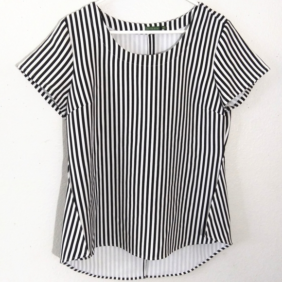 {tl} the letter asymmetrical hi-low striped blouse - Picture 1 of 10